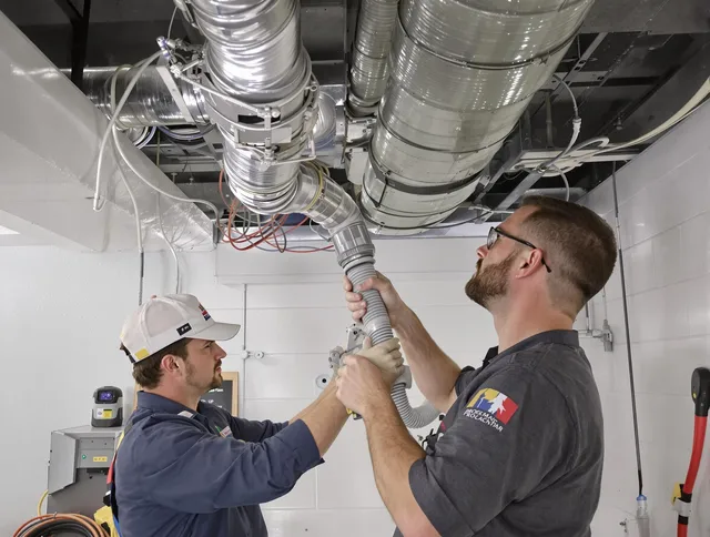 Holliston Air Duct Cleaning technician performing thorough AC duct cleaning in Holliston