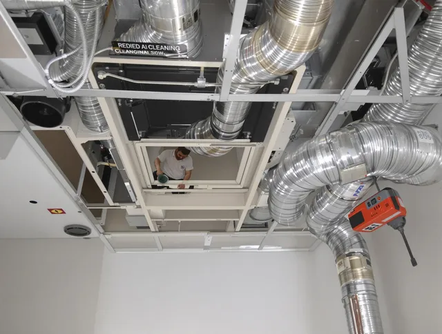 Holliston Air Duct Cleaning technician performing detailed central duct system cleaning in Holliston